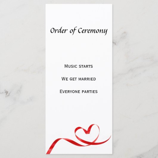 Orde van Ceremonie 4"x 9"Rackcard Programma (Voorkant)
