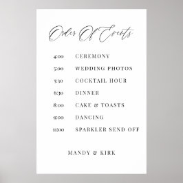 Order of Events Wedding Sign Minimalist Timeline  Poster