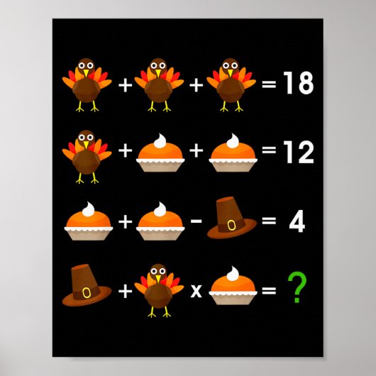 Order Of Operations Thanksgiving Quiz Funny Math T Poster (Voorkant)