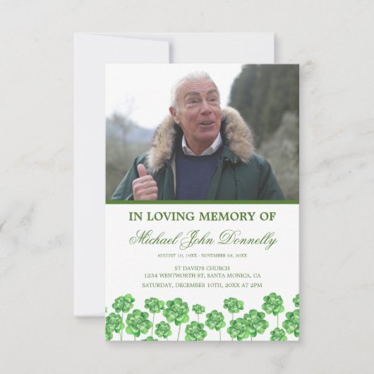 Order of Service Shamrock Funeral Program Kaart (Voorkant)