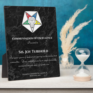 Order of the Eastern Star Award Plaque Fotoplaat