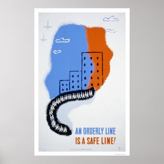 Orderly Line Civil Defence 1941 WPA Poster (Voorkant)