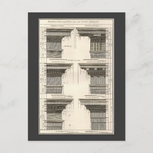 Orders van architectuur,  Entablatures Briefkaart (Voorkant)
