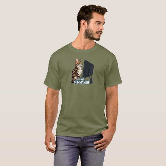 Ordinateur commandant de chat Linux T-shirt Bengal (Devant entier)