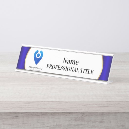 Ordinateur de bureau Plaque de nom argenté avec lo (Devant)