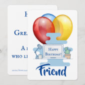 Ordinateur Et Ballons Sympa Carte Anniversaire (Devant / Derrière)