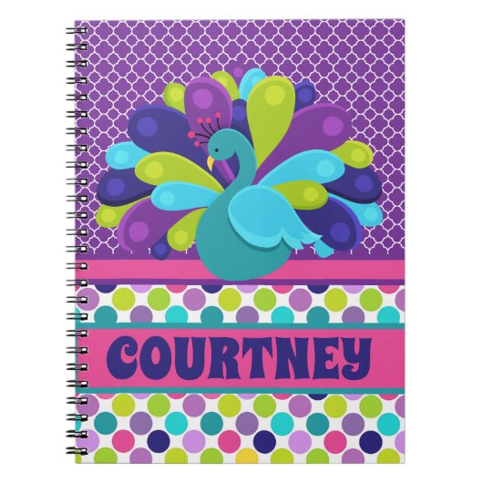 Ordinateur portable et journal personnalisées paon (Devant)