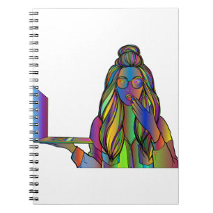 Ordinateur portable femme ligne Art Carnet numériq