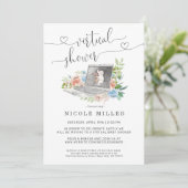 Ordinateur portable Floral | Invitation au Baby sh (Debout devant)