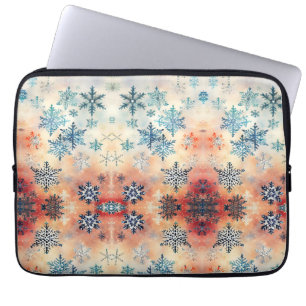 Ordinateur Portable Motif Flocons de Neige Rétro - Housse pour Ordinat