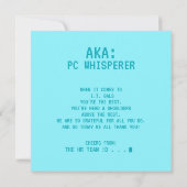 ordinateur rétro carte de remerciements de message (Dos)