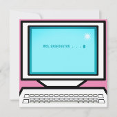 ordinateur rétro carte de remerciements de message (Devant)