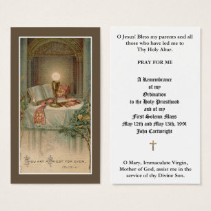 ORDINATION DE PRÊTRE CATHOLIQUE ALTAR, HÔTE, CARTE