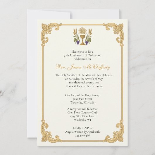 Ordination du prêtre catholique Invitation (Devant)