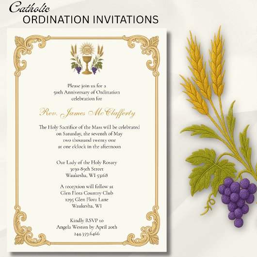 Ordination du prêtre catholique Invitation