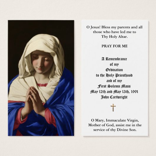 ORDINATION DU PRIÊTRE CATHOLIQUE CARTES SAINES ANN (Devant & derrière)