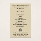 ORDINATION DU PRIÊTRE CATHOLIQUE CARTES SAINES ANN (Dos)