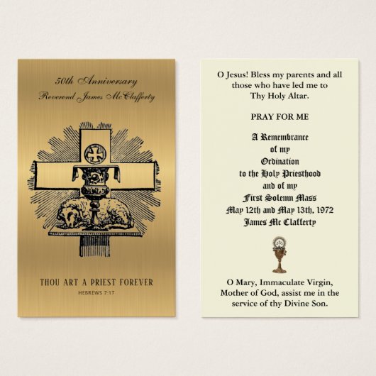 ORDINATION DU PRIÊTRE CATHOLIQUE CARTES SAINES ANN (Devant & derrière)