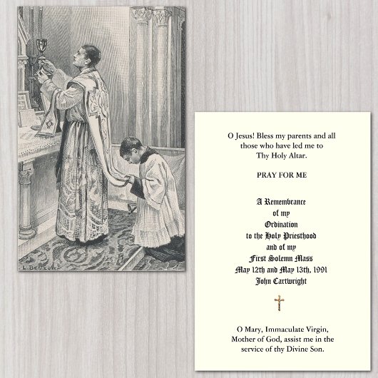 ORDINATION DU PRIÊTRE CATHOLIQUE CARTES SAINES ANN