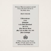 ORDINATION DU PRIÊTRE CATHOLIQUE CARTES SAINES ANN (Dos)