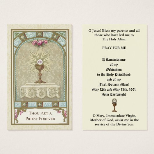 ORDINATION DU PRIÊTRE CATHOLIQUE CARTES SAINES ANN (Devant & derrière)