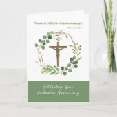 Ordination Jubileum Greenery Wreath Crucifix Kaart (Voorkant)
