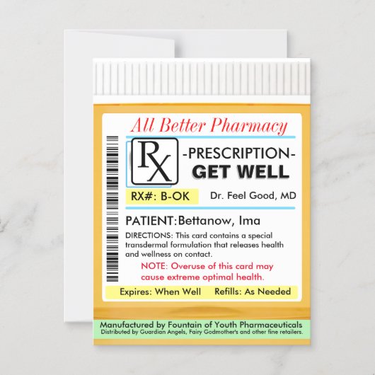 Ordonnance RX pour une carte de rétablissement et (Recto)