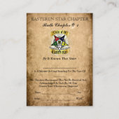 Ordre Des Cartes D'Adhésion Eastern Star (Devant)