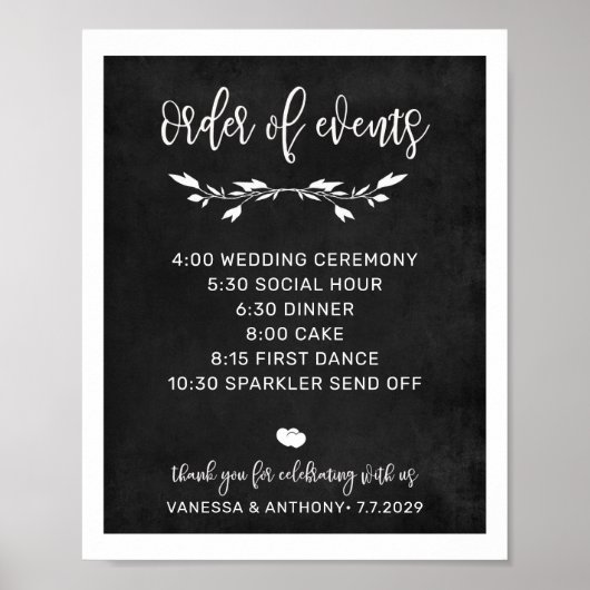 Ordre des événements Chalk affiche du mariage (Devant)