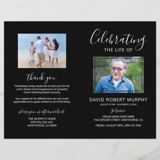 Ordre des funérailles | Photo Memorial Programme (Devant)