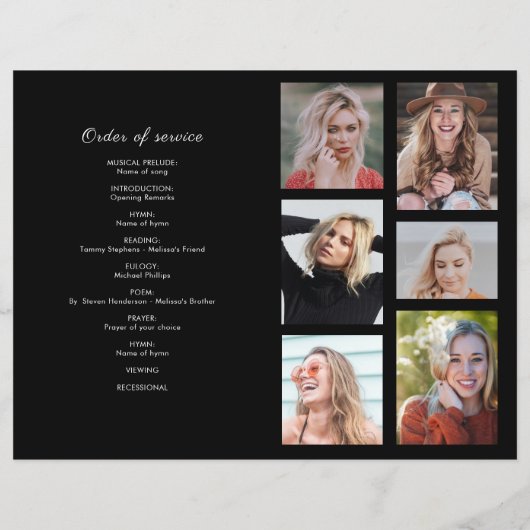 Ordre des funérailles | Programme commémoratif (Dos)