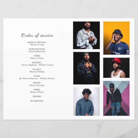 Ordre des funérailles | Programme commémoratif (Dos)