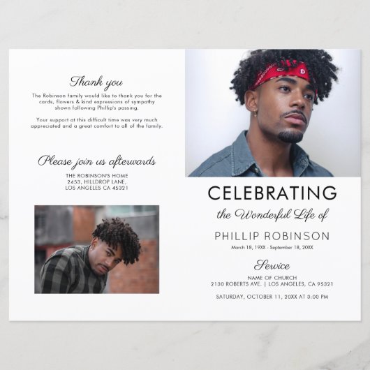 Ordre des funérailles | Programme commémoratif (Devant)