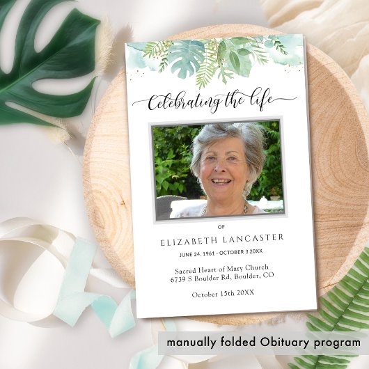 Ordre du service funèbre Programme mémorial de ver