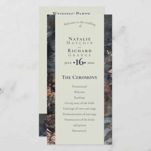 Ordre du service, programme Ardoise et Gris doré (Devant / Derrière)