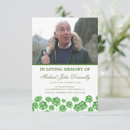 Ordre du service Programme de funérailles du trèfl (Debout devant)