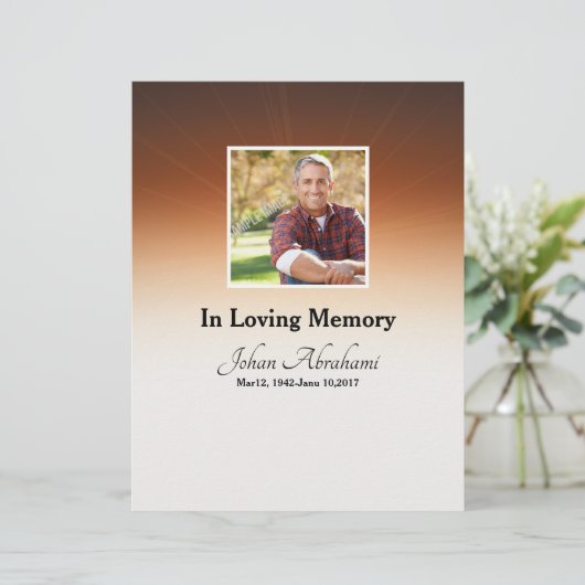 Ordre funéraire Carte du programme (Debout devant)