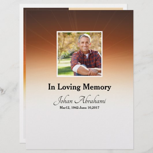 Ordre funéraire Carte du programme (Devant / Derrière)