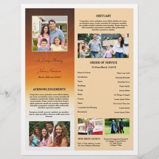 Ordre funéraire Carte du programme (Dos)