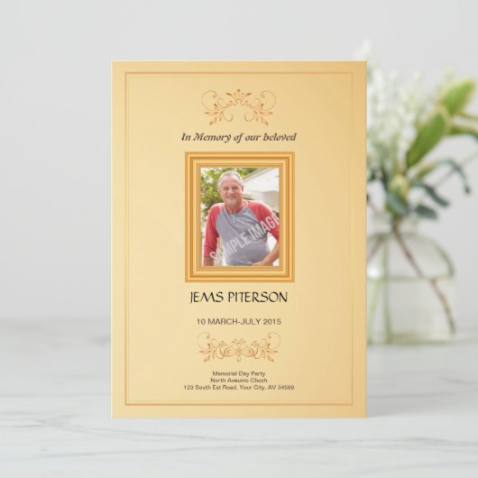 Ordre funéraire Carte du programme (Debout devant)