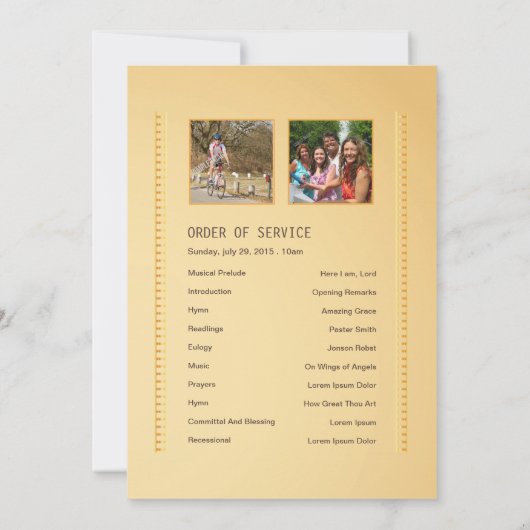 Ordre funéraire Carte du programme (Dos)