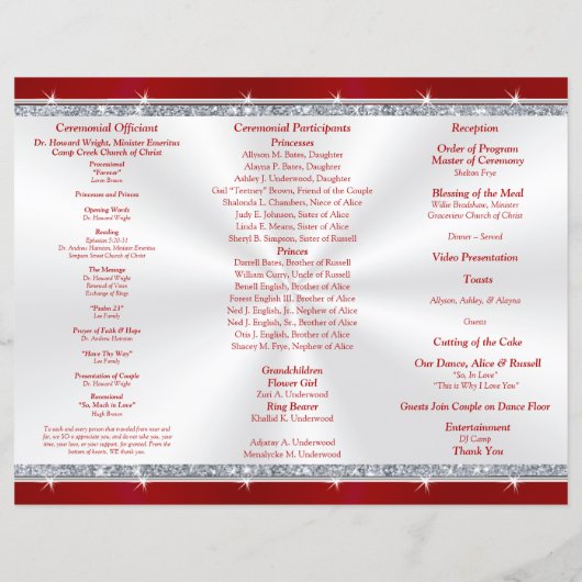 Ordre spécial, programme du 40e anniversaire d'Ali (Dos)