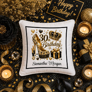 Ore noire Luxe 30e anniversaire Coussin de fête