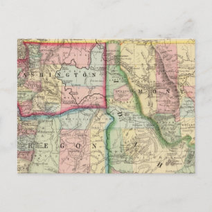 Ore, Wash, Idaho, Mont Map van Mitchell Briefkaart