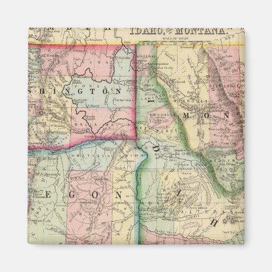Ore, Wash, Idaho, Mont Map van Mitchell Magneet (Voorkant)