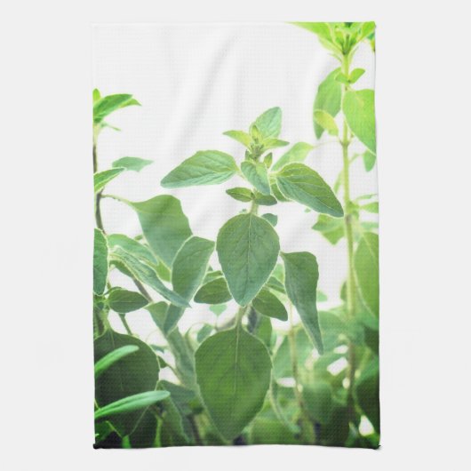 Oregano Herb Green en White Kitchen Hand Towel Theedoek (Verticaal)