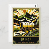Oregon | Art. Deco Briefkaart (Voorkant / Achterkant)