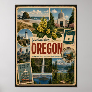Oregon Authentieke Vintage Stijl Poster