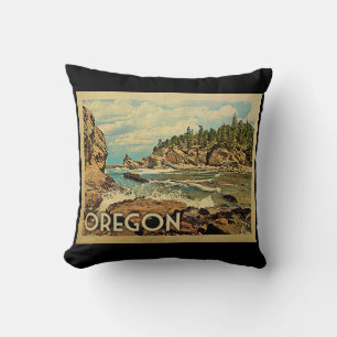 Oregon Beach Cliffs Vintage Travel Kussen