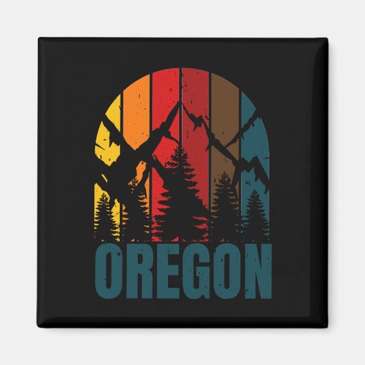 Oregon Bergen Retro Vintage Magneet (Voorkant)